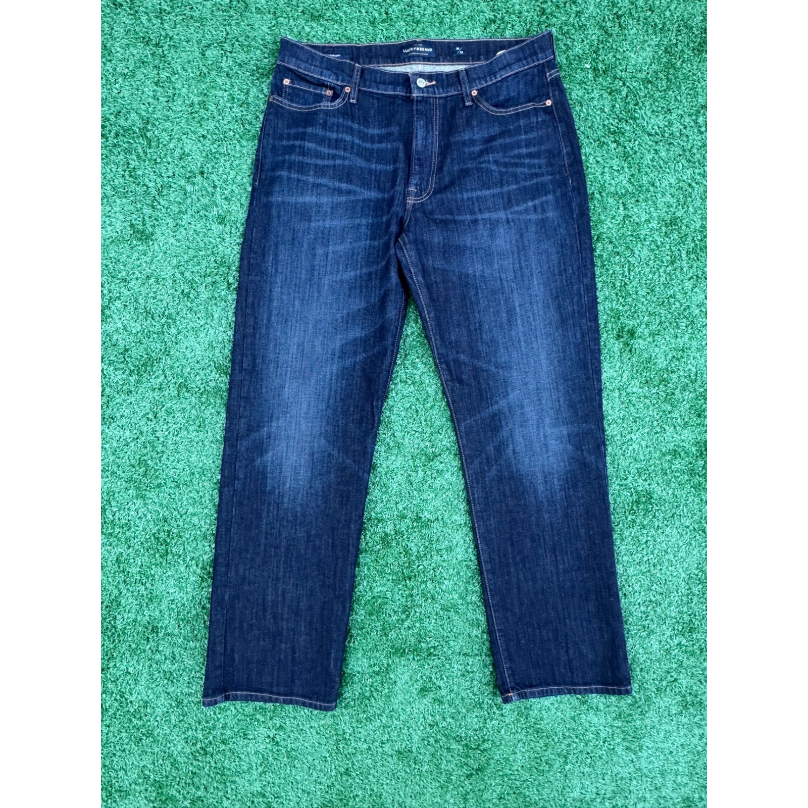 Lucky Brand 363 Straight Leg Mens Jeans 36x32 Dark Wash Indigo Denim